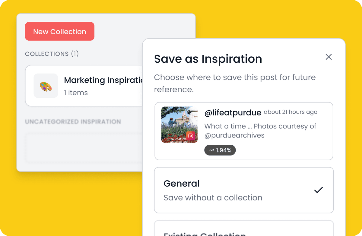 Save as inspiration modal with collections